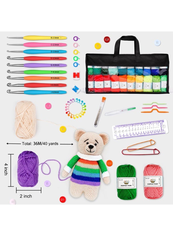 CHIYLE 113 Piece Crochet Kit with Yarn Set– Assorted Yarn for Knitting and Crochet, Crochet Accessories Set Including Ergonomic Hooks, Knitting Needles & More Ideal Beginner Kit - Image 3