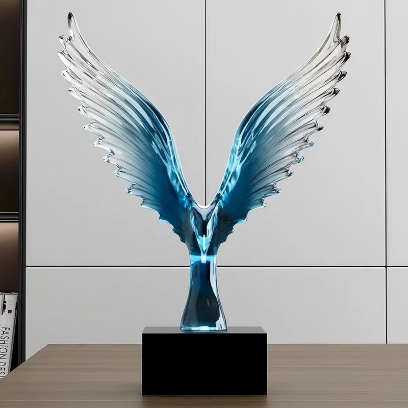 OMELPIS Most item matching trendy design Resin Statue Creative Abstract Art Eagle Sculpture Ornaments Modern Simple Home Office Décor Crafts for Living Room TV Cabinet Shelf Table Desk Foyer Decorations Gift Clear Dark Blue H'30CM Freeze crack proof - Image 4