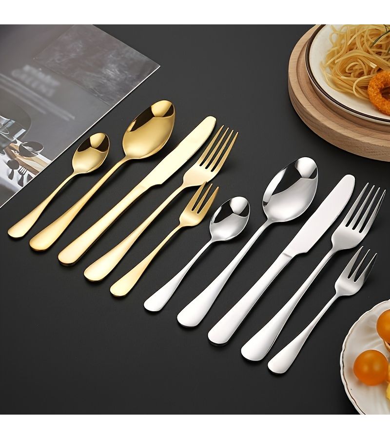 9 Pieces Stainless Steel 1010 Cutlery Set With Colorful Storage Bag Knife Fork Spoon Dessert Fork Dessert Spoon Chopsticks Straw And Cleaning Brush For Home Hotel Restaurant Outdoor School Picnic Use - Image 5