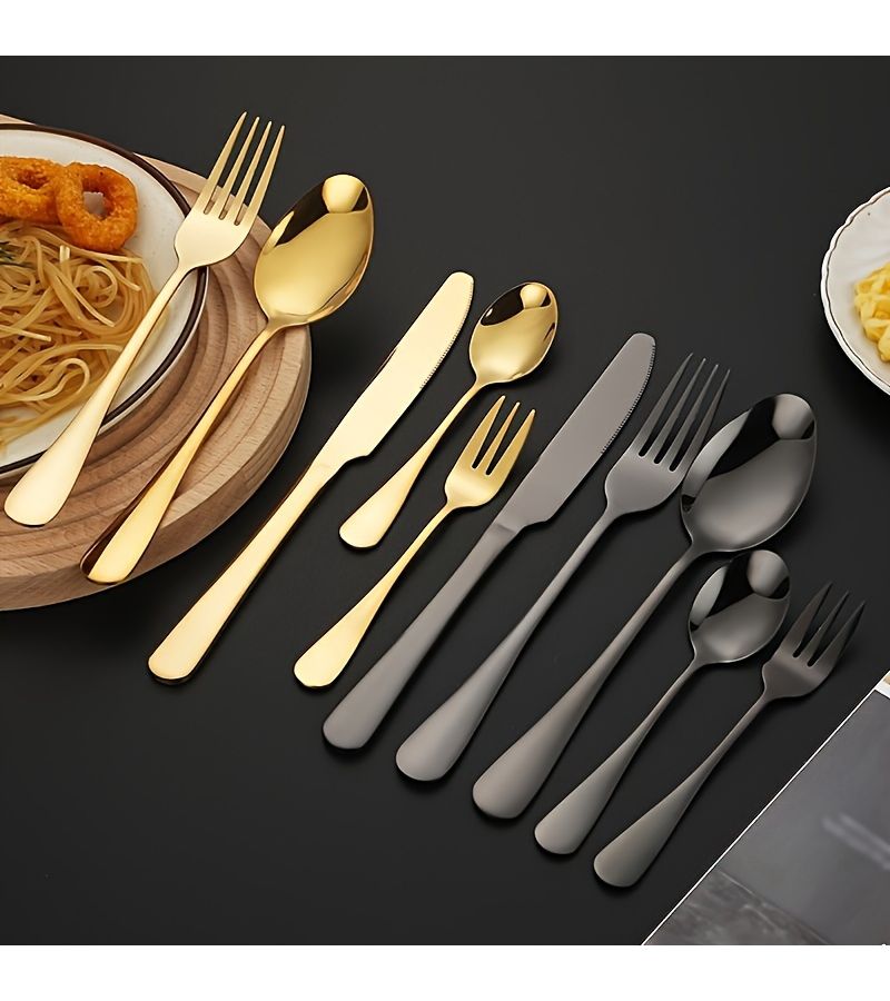 9 Pieces Stainless Steel 1010 Cutlery Set With Colorful Storage Bag Knife Fork Spoon Dessert Fork Dessert Spoon Chopsticks Straw And Cleaning Brush For Home Hotel Restaurant Outdoor School Picnic Use - Image 2