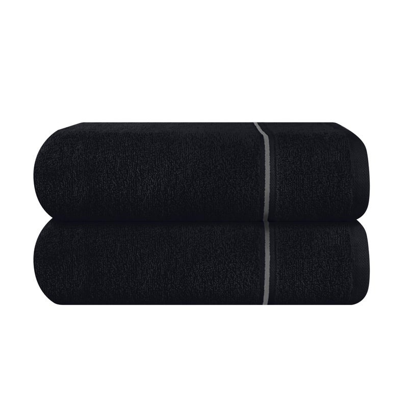 ملكي خاص Myown Cotton 2 Pack Packge Bath Planel مجموعة 28 × 55 بوصة من مناشف الحمام الكبيرة فائقة امتصاصات QuickDry و The Lightweight Powl مثالية لمشاركة معسكرات سفر الصالة الرياضية - أسود - Image 1