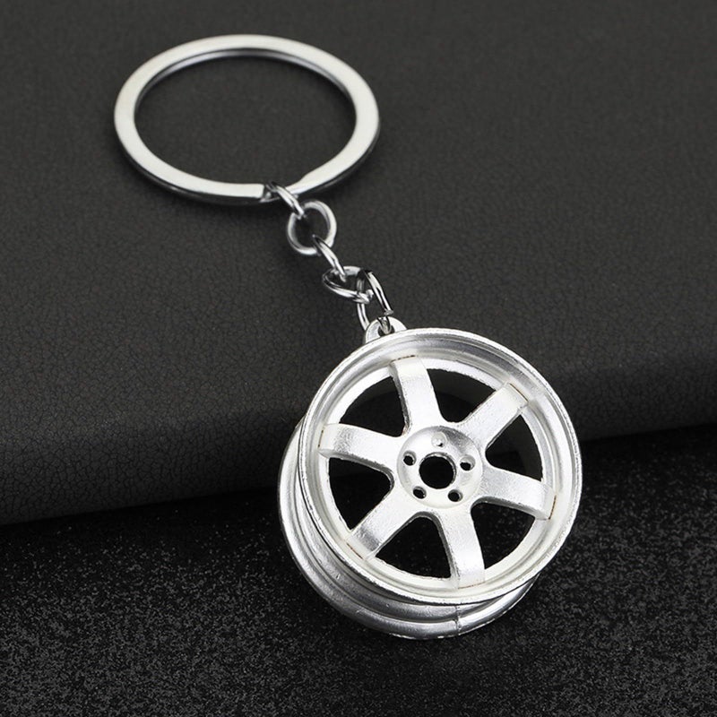 Elegant Yajin Keychain Alloy Car Wheel Shape Key Ring Ornament - Image 4