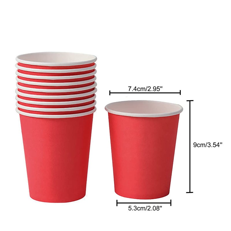 Yuxitia Disposable Paper Cups  60pcs Red Paper Cups For DIY Wedding Party Picnic BBQ Travel and Event 8OZ (Red) - Image 2