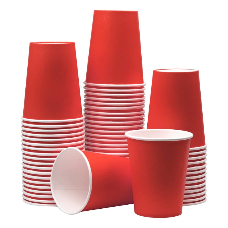 Yuxitia Disposable Paper Cups  60pcs Red Paper Cups For DIY Wedding Party Picnic BBQ Travel and Event 8OZ (Red) - Image 1