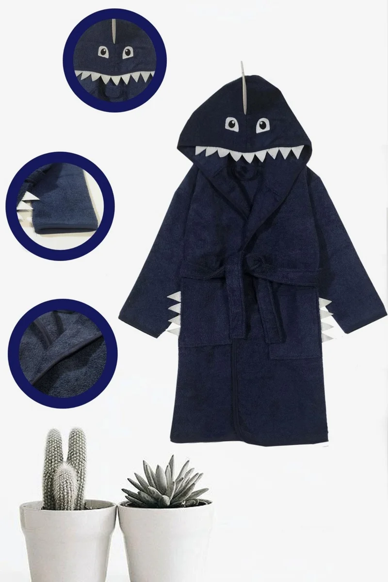 Cotenconcept Cute Cotton Kids Bathrobe with Hood and Figure