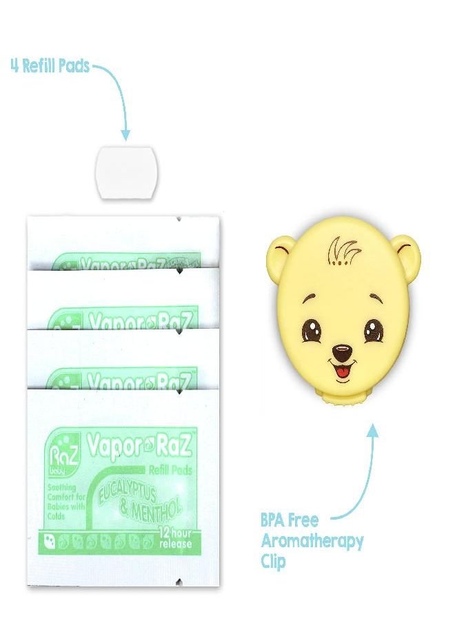 Razbaby RaZbaby Vapor-Raz Clip-On Vaporizer - Cough & Cold Relief - Use at Home & On The Go - Al Natural Menthol & Eucalyptus Baby Oil Aromatherapy - 4 Vapor Pads Refills  - Image 2