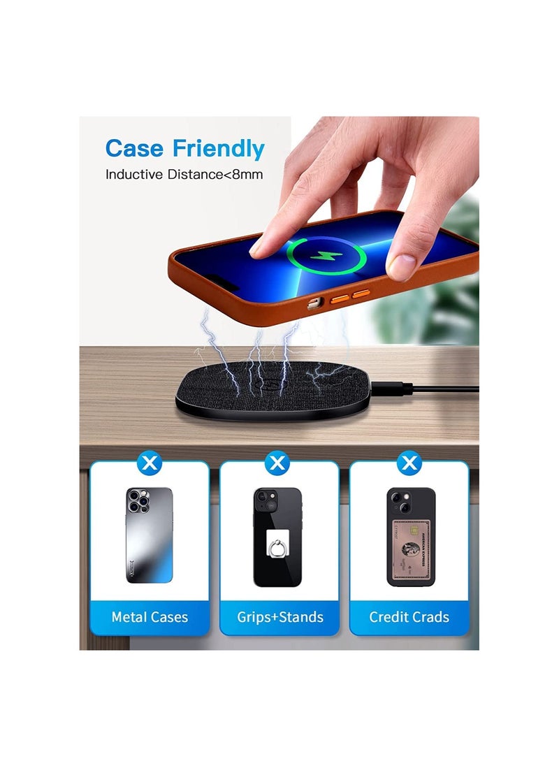 Generic - Fast Wireless Charger Pad for iPhone 14/13/12/11/X/XR/Xs/8, 15W Max Qi Charging for Samsung S22/S21/S20/S10/S9, Note 20/10/9/8, Google Pixel 6/5, HUAWEI P40/P30, OnePlus and More Qi-Compatible Phones - Image 1