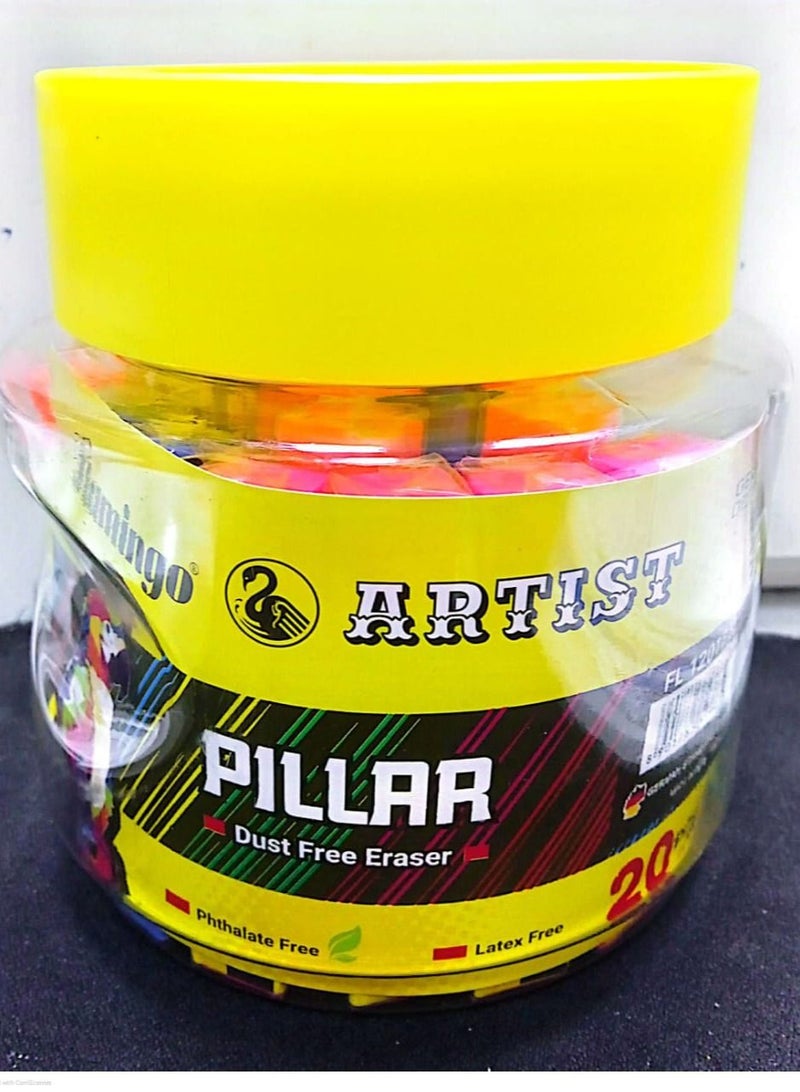 Flamingo 20 قطعة ممحاة عمود خالية من الغبار - Image 1