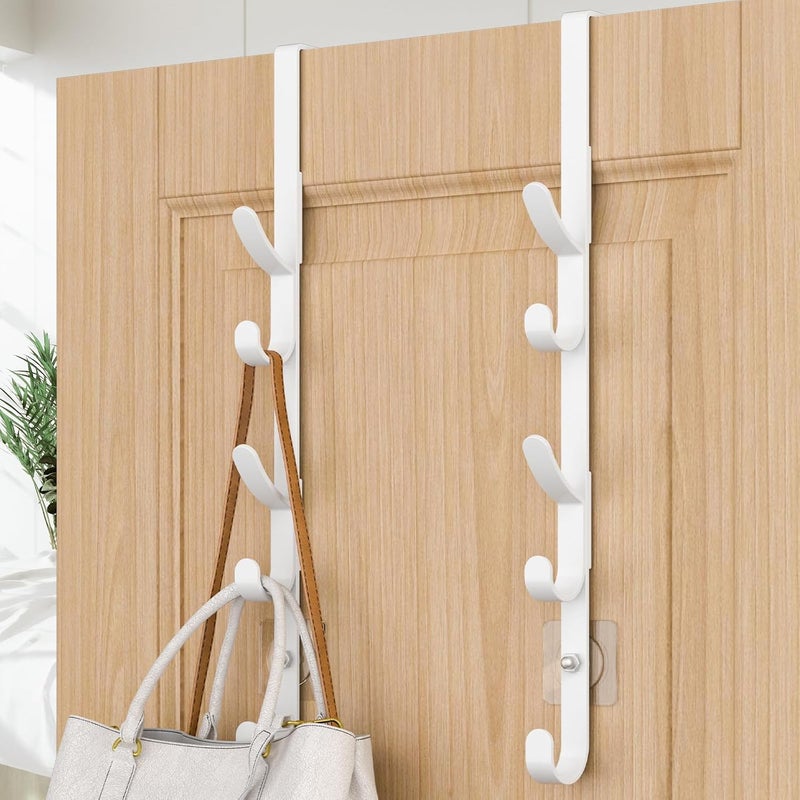 Metal hook behind the door, coat and towel rack, bag storage hanger, white 2PCS - Image 1