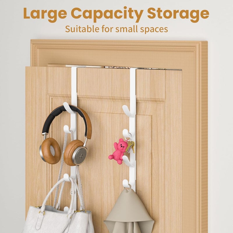 Metal hook behind the door, coat and towel rack, bag storage hanger, white 2PCS - Image 3