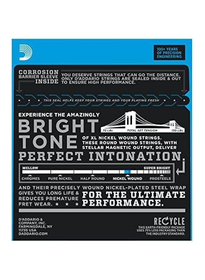 د'اداريو سلاسل جيتار كهربائي من إكس إل 120، مغلفة بالنيكل، خفيفة جدًا، 9-42 (عبوة 7) - Image 3