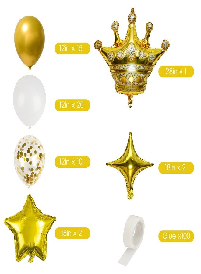 RUBFAC Gold Birthday Party Decorations Set Gold Birthday Banner Background Confetti Balloons and Tri-color Tassel Garland for Boys Girls Men Women Party - Image 3