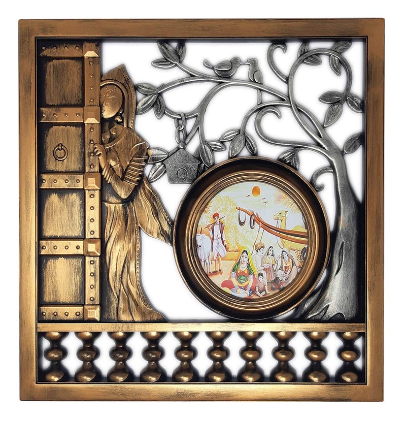 Chirag Enterprise Plastic Vintage Decorative Crafted Wall Decor Brown Small - Image 1