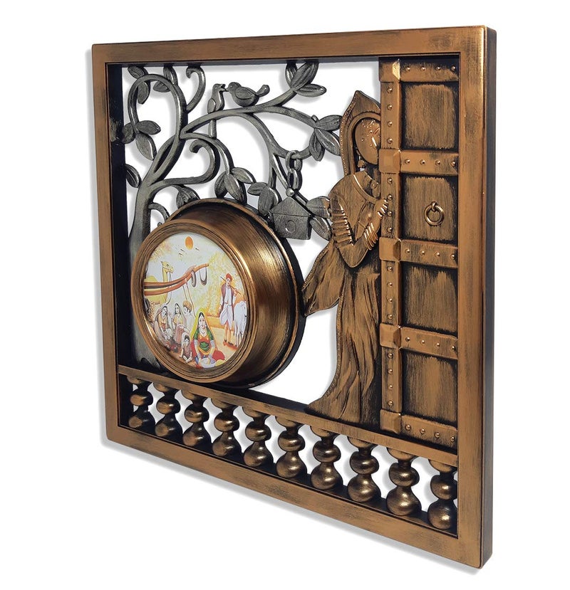 Chirag Enterprise Plastic Vintage Decorative Crafted Wall Decor Brown Small - Image 3