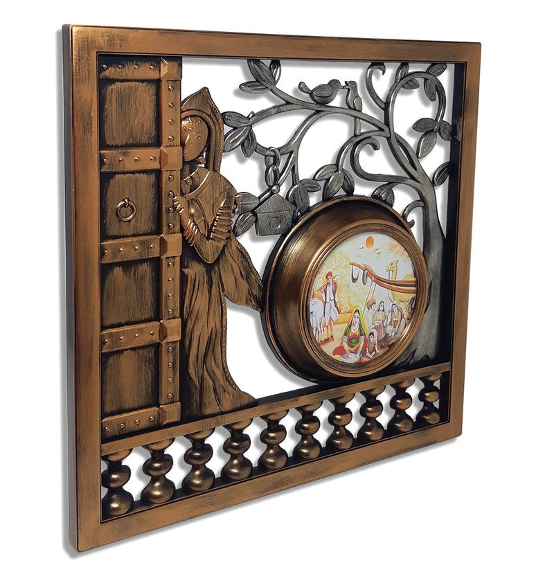 Chirag Enterprise Plastic Vintage Decorative Crafted Wall Decor Brown Small - Image 2