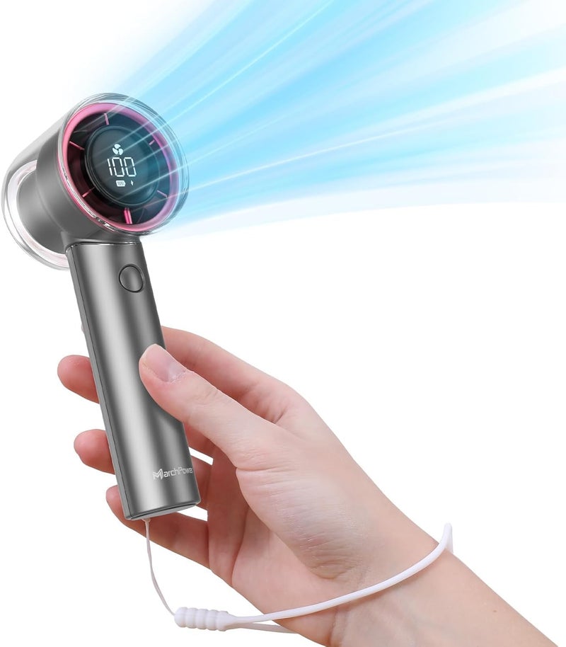 Marchpower Portable Handheld Fan, Infinitely Adjustable High Speed Handheld Mini Fan, USB Rechargeable Battery Operated Fan(16 Max Working Hours), LED Display Desk Fan for Home Office Car Indoor - Image 2