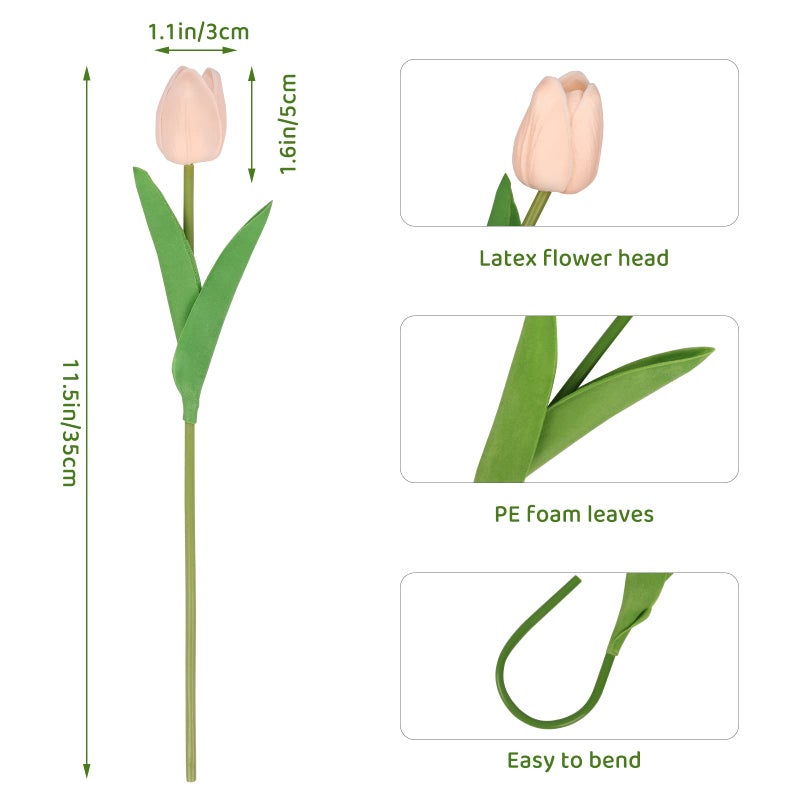 MACTING 30PCS Artificial Tulip Flowers  Real Touch Summer Flower Tulips  Fake Tulips for Bouquet Arrangements Table Centerpieces Home Indoor Outdoor Decorations(Light Pink) - Image 4