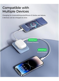 Benks BENKS Magnetic Power Bank, 10,000mAh Foldable Kickstand Wireless Portable Charger, for MagSafe Battery Pack with Two-Way 20W USB-C Port for iPhone 15/14/13/12 Series, Sky Blue  - Image 5