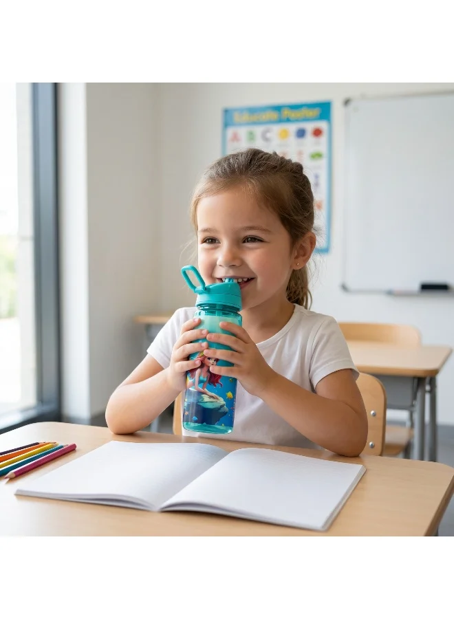 Nova Nova Mermaid School Water Bottle 750ml| Kids Reusable Water Bottle with Flip-Top Lid | Mermaid-Themed Drinking Bottle for Girls | Leak-Resistant School, Travel & Sports Water Bottle