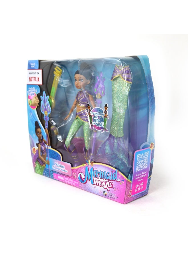 Mermaid Magic Nerissa Warrior Doll 9-Inches, Land and Sea Transformation 2-in-1 with Accessories | Collectible Doll | Water Toy | Gift for Kids and Collectors - Image 3