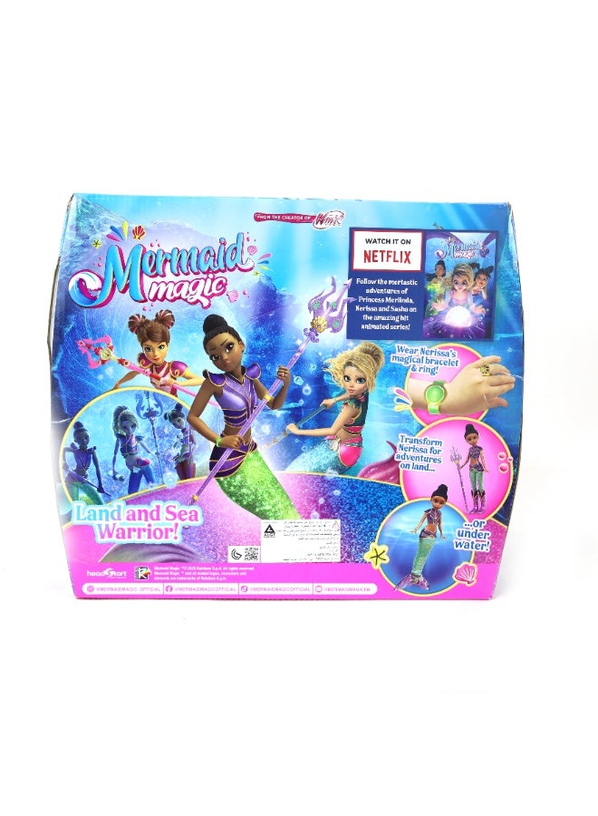 Mermaid Magic Nerissa Warrior Doll 9-Inches, Land and Sea Transformation 2-in-1 with Accessories | Collectible Doll | Water Toy | Gift for Kids and Collectors - Image 4