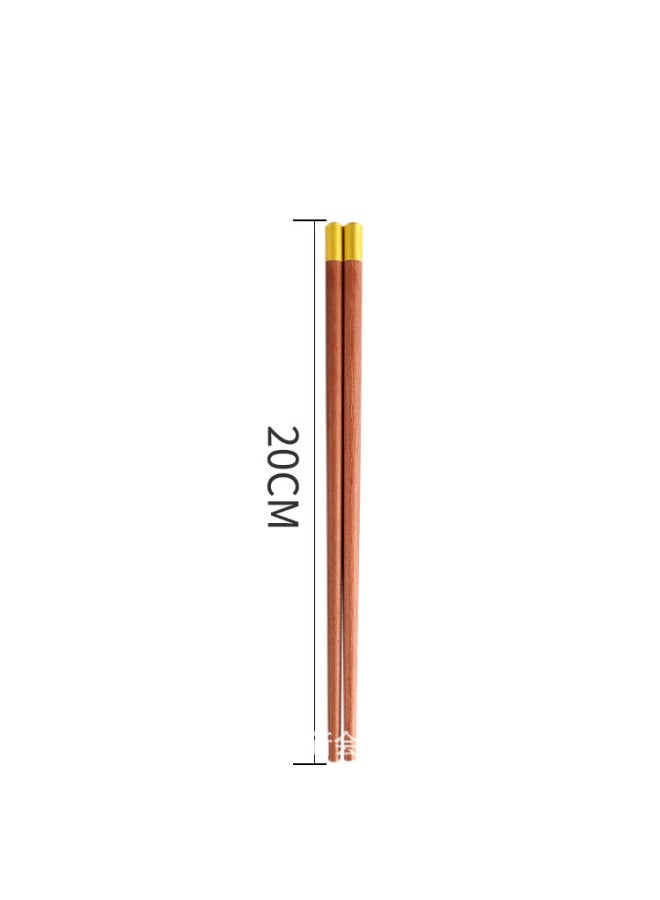 Children's Chopsticks Household Round Fu Chicken Wing Wooden Chopsticks Mahogany Chopsticks No Paint No Wax Solid Wood Family Short Chopsticks Manufacturers Wholesale-Color:Red Sandalwood Children Fuding 20cm  - Image 1