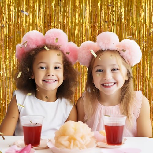 DECOCKRAT 3 Pack Foil Fringe Backdrop - Gold Shiny Tinsel Curtains for Party Decoration/Photo Booth Props - 3.3x8.2 FT Metallic Foil Backdrop for Birthday, Wedding, Graduation, Christmas. - Image 4