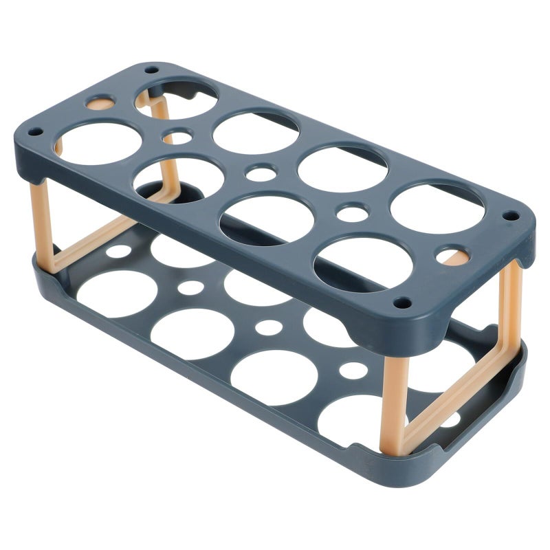 Double Layer Blue Stackable Refrigerator Egg Storage Box Organizer Tray Space Saving - Image 2
