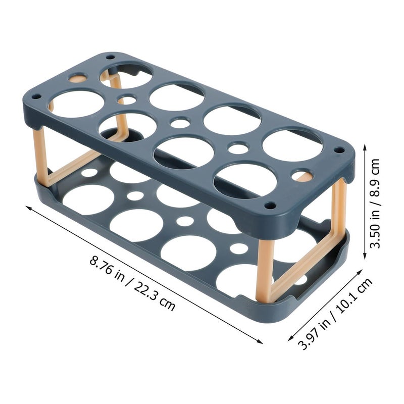 Double Layer Blue Stackable Refrigerator Egg Storage Box Organizer Tray Space Saving - Image 3