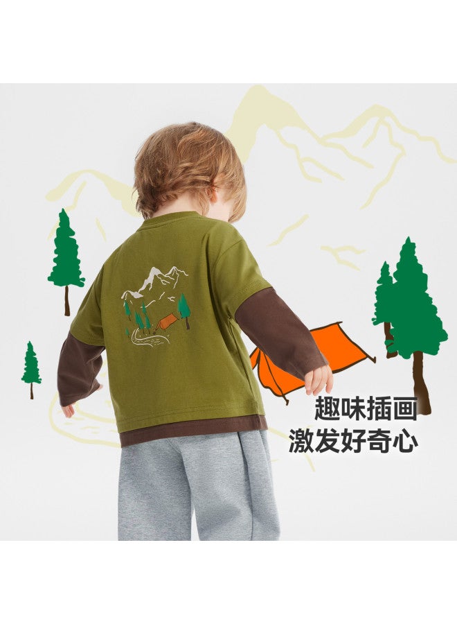 A Antibacterial] Boys' T-shirt Long Sleeve Spring/autumn Style Baby Top Children's Sportswear 2025 New Arrival Girls - Image 3
