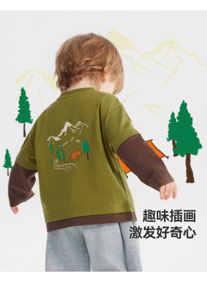 A Antibacterial] Boys' T-shirt Long Sleeve Spring/autumn Style Baby Top Children's Sportswear 2025 New Arrival Girls - Image 1