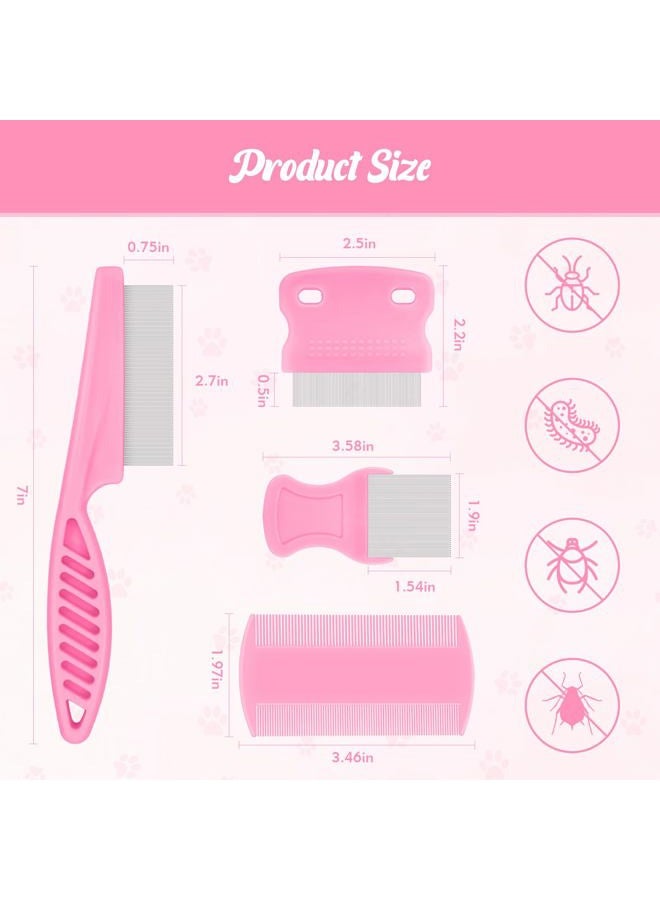 Kerros 6-Pack Flea Comb for Dogs and Cats, Fine & Wide Tooth Stainless Steel Lice Comb, Tick Removal Tool, Tear Stain Remover, Dematting Brush - Professional Pet Grooming Kit for All Types of Pets - Image 2