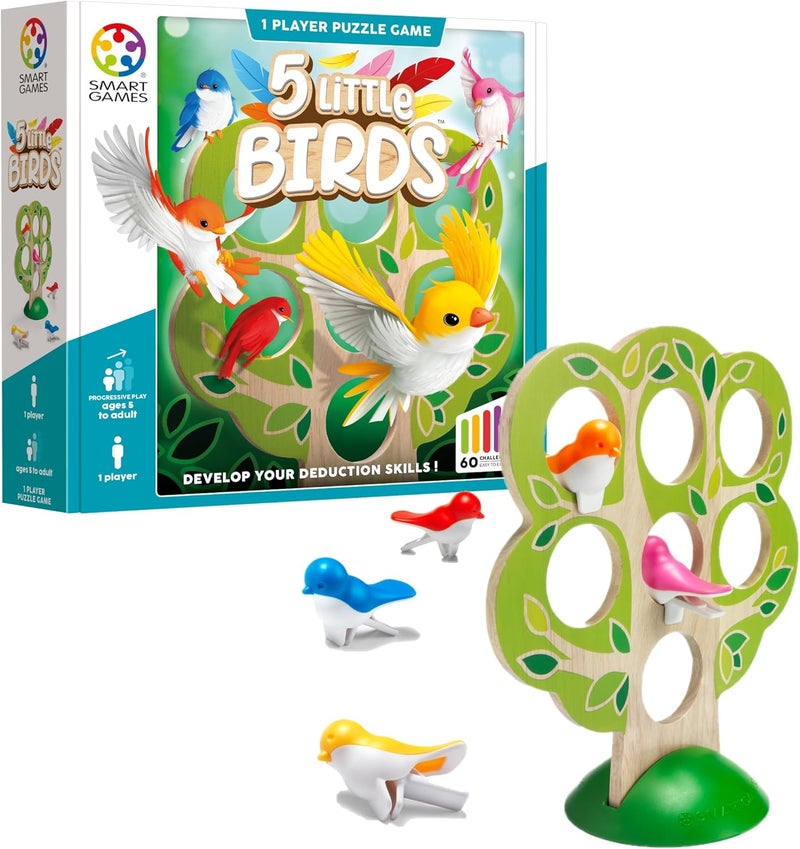 SmartGames - 5 Little Birds, Puzzle Game with 60 Challenges, Ages 5+ - Image 1