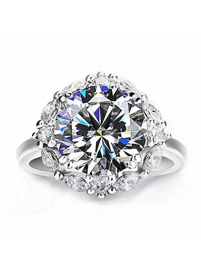 Depend - 5 Carat Simulated Diamond Silver Rings, Adjustable Moissanite Rings, Shiny Rhinestone ring, Sparkly Engagement Wedding Ring - Image 1
