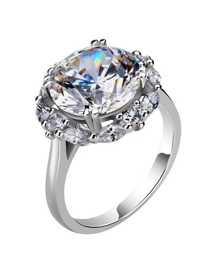 Depend - 5 Carat Simulated Diamond Silver Rings, Adjustable Moissanite Rings, Shiny Rhinestone ring, Sparkly Engagement Wedding Ring - Image 1