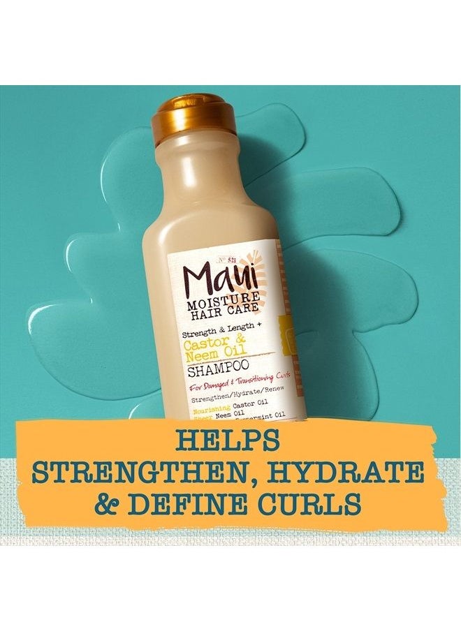 MAUI MOISTURE - Strength & Length + Castor & Neem Oil Shampoo, Curly Hair Product for Dry, Damaged Hair, 13 Fl Oz - Image 1