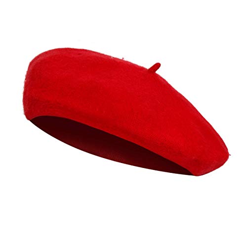 BengPro Women Girls French Themed Party Beret Hat Chiffon Scarf Gloves Retro Oval Sunglasses Fancy Dress Costume accessories Set (Red) - Image 2