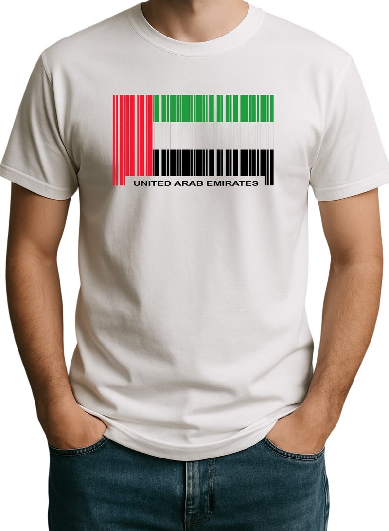 UAE Barcode Flag T-Shirt – Modern Minimalist National Day Tee  United Arab Emirates - Image 1