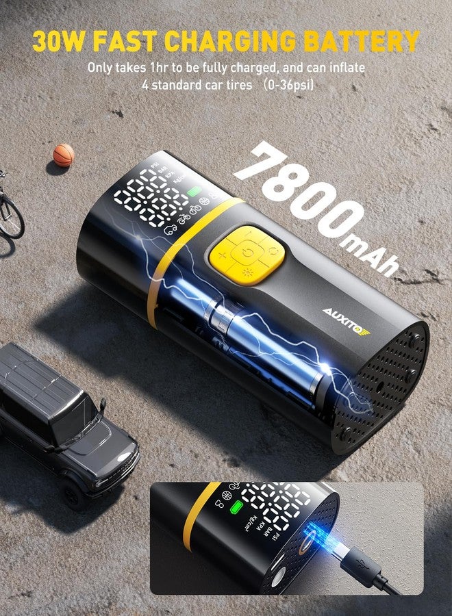 AUXITO A502 Portable Air Compressor - Tire Inflator for Car, Truck, Bike, Motorcycle with Digital Tire Pressure Gauge & LED Light - Image 5