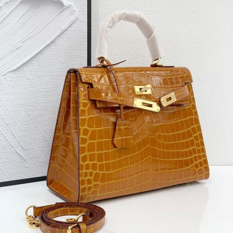 New Style Leather Bag Fashion Cowhide Women'S Bag Platinum Portable Crossbody Shoulder Bag Kelly Crocodile Pattern - Image 5