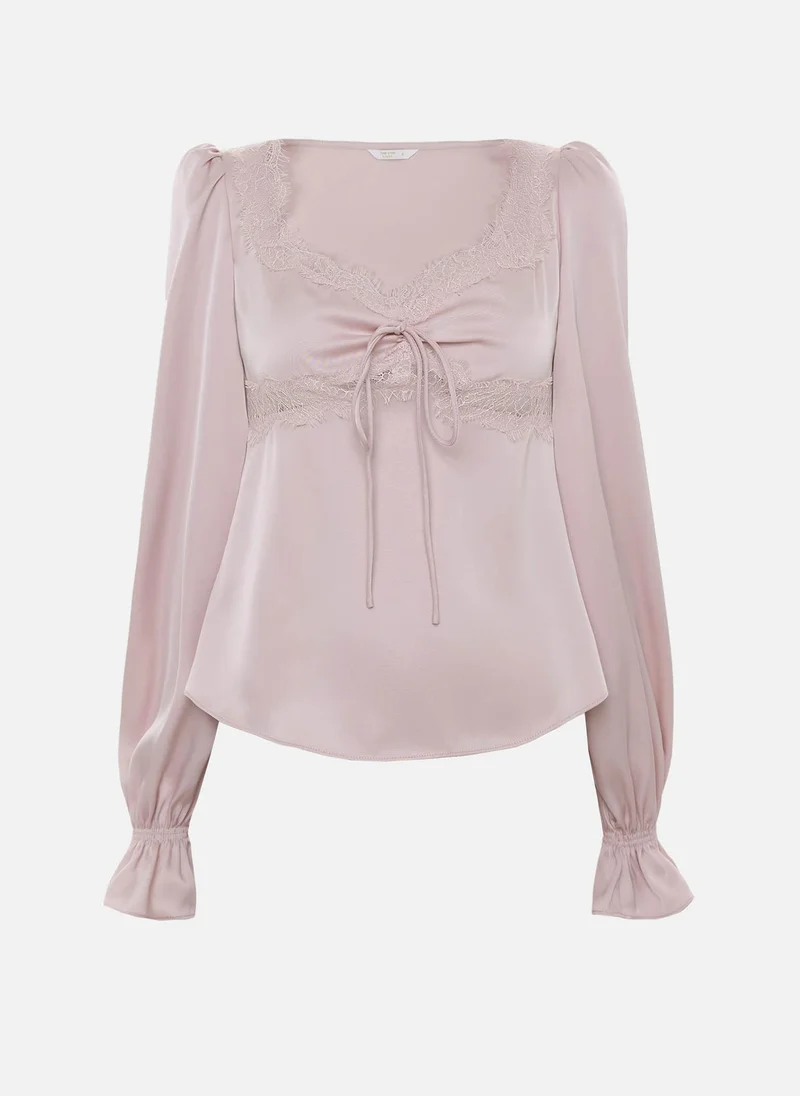Lichi  Satin blouse with lace trim for Women | Best Price UAE