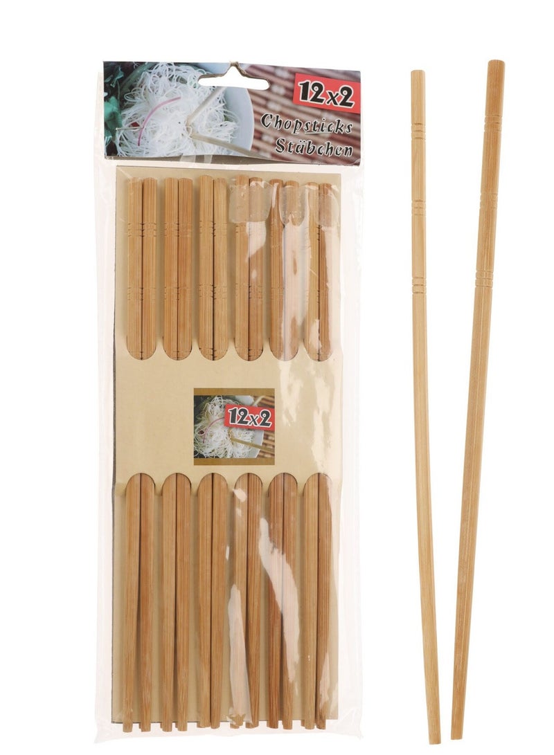 Koopman Koopman Bamboo Chopsticks – 12 Pairs Reusable Assorted Design, Eco-Friendly Wooden Chopsticks 