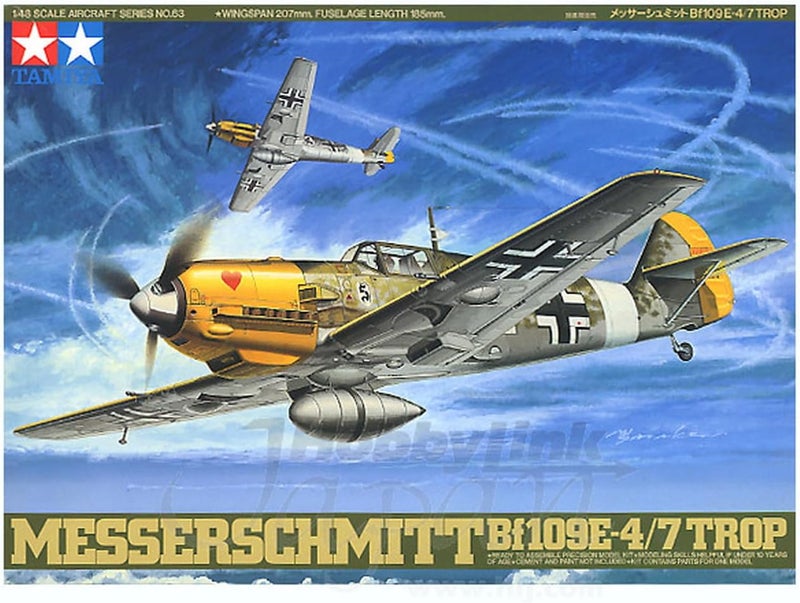 Tamiya 1:48 WWII Messerschmitt BF109E-4/7 Trop Model Kit - Image 2