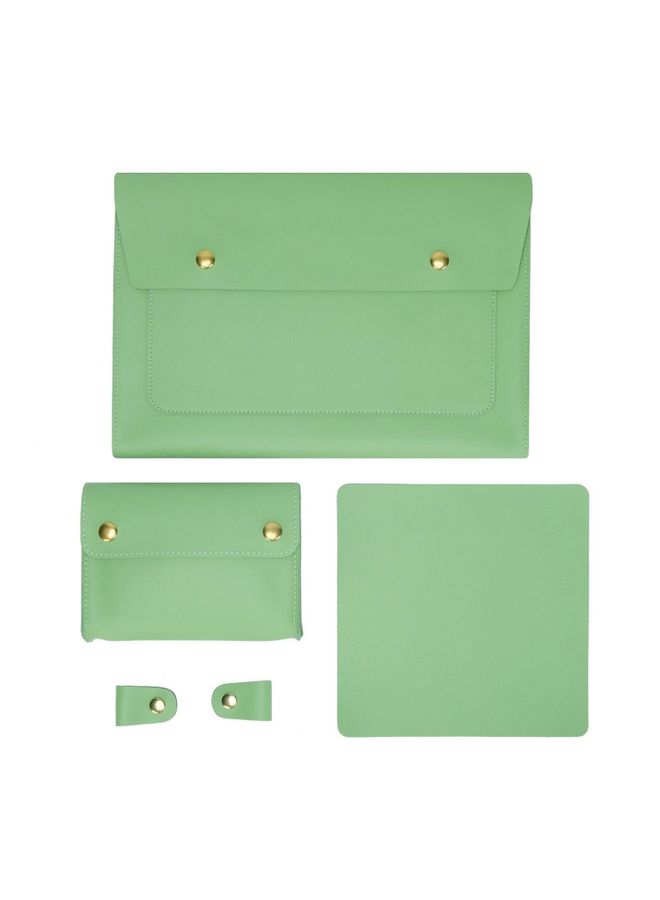 S178 3 In 1 Leather Waterproof Laptop Liner Bag, Size: 14 inches(Avocado Green)