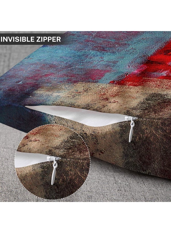 Emvency Set of 2 Red Brown and Gray Throw Pillow Covers Modern Abstract Painting Decorative Pillow Cases Home Decor Standard Square 16x16 Inches Pillowcases - Image 4
