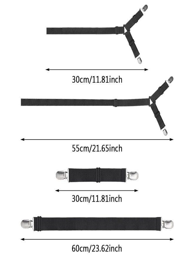 Ranjaner Sheet Fastener Kit with 6 Way Cross Sheet Clips and Non Slip Clip Adjustable Elastic Bed Sheet Holder Straps Fitted Sheet Suspenders Grippers for Round and Square Mattresses(Black) - Image 2