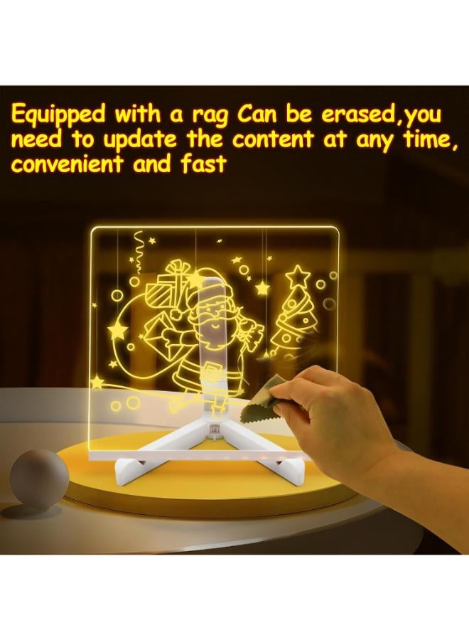 لوحة رسائل مضيئة بتقنية LED من Eucomir مع 7 أقلام ملونة وحامل، لوحة مذكرات أكريليك قابلة للمسح الجاف مقاس 20 × 20 سم للمنزل والمدرسة والمكتب - Image 4