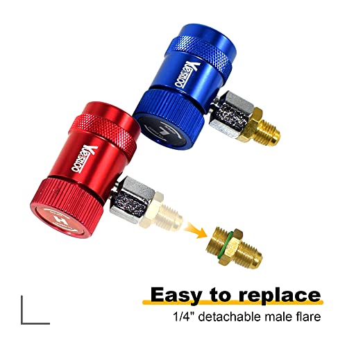 Yuesstloo R1234yf Quick Coupler, High & Low Pressure Couplers 2 Pack Set for Air Conditioning Evacuation Recharging, Adjustable R1234yf Quick Connect Adapters and AC Hose Fitting Connectors - Image 5