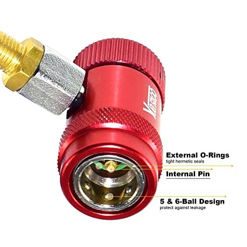 Yuesstloo R1234yf Quick Coupler, High & Low Pressure Couplers 2 Pack Set for Air Conditioning Evacuation Recharging, Adjustable R1234yf Quick Connect Adapters and AC Hose Fitting Connectors - Image 3