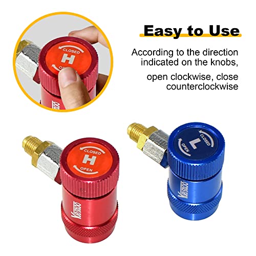 Yuesstloo R1234yf Quick Coupler, High & Low Pressure Couplers 2 Pack Set for Air Conditioning Evacuation Recharging, Adjustable R1234yf Quick Connect Adapters and AC Hose Fitting Connectors - Image 4